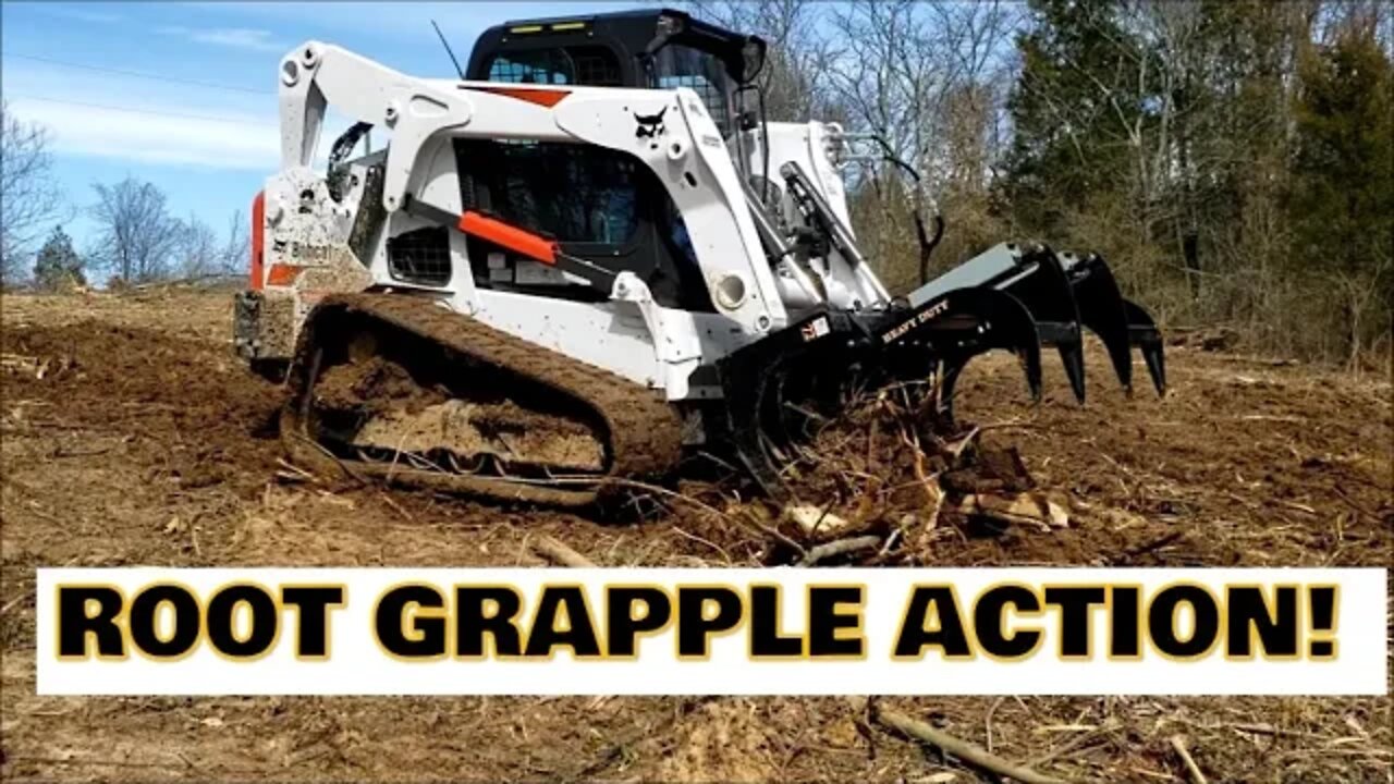 Clearing Land with a Grapple & Bobcat T650 for future food plot for deer