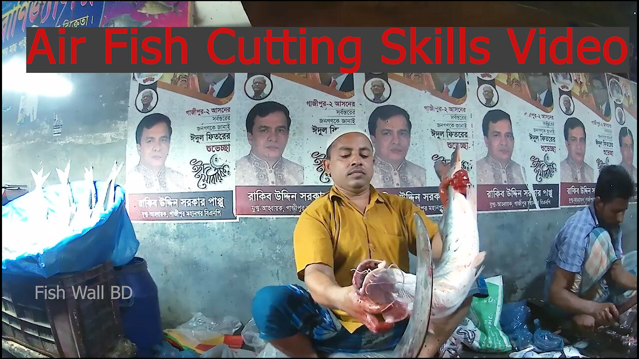 Air Fish Cutting Skills In Fish Cutting Market-Air Fish Cutting Video-Fish Wall BD