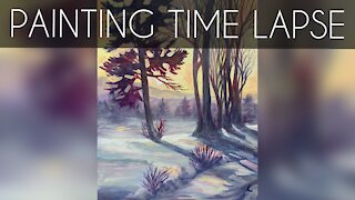 Snow Meadow Time Lapse Painting