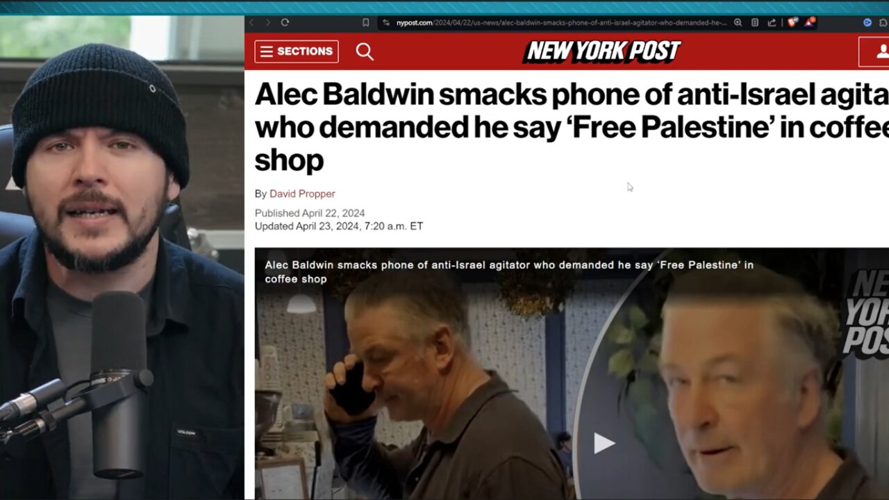 Alec Baldwin HARRASSED By Anti Israel Antifa, Yells WHY YOU KILL THAT LADY, Baldwin HITS CAMERA