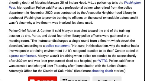 🟨 退休的警察教圖書館工作人員如何使用伸縮警棍，開槍打死了他的一名學員 🟨