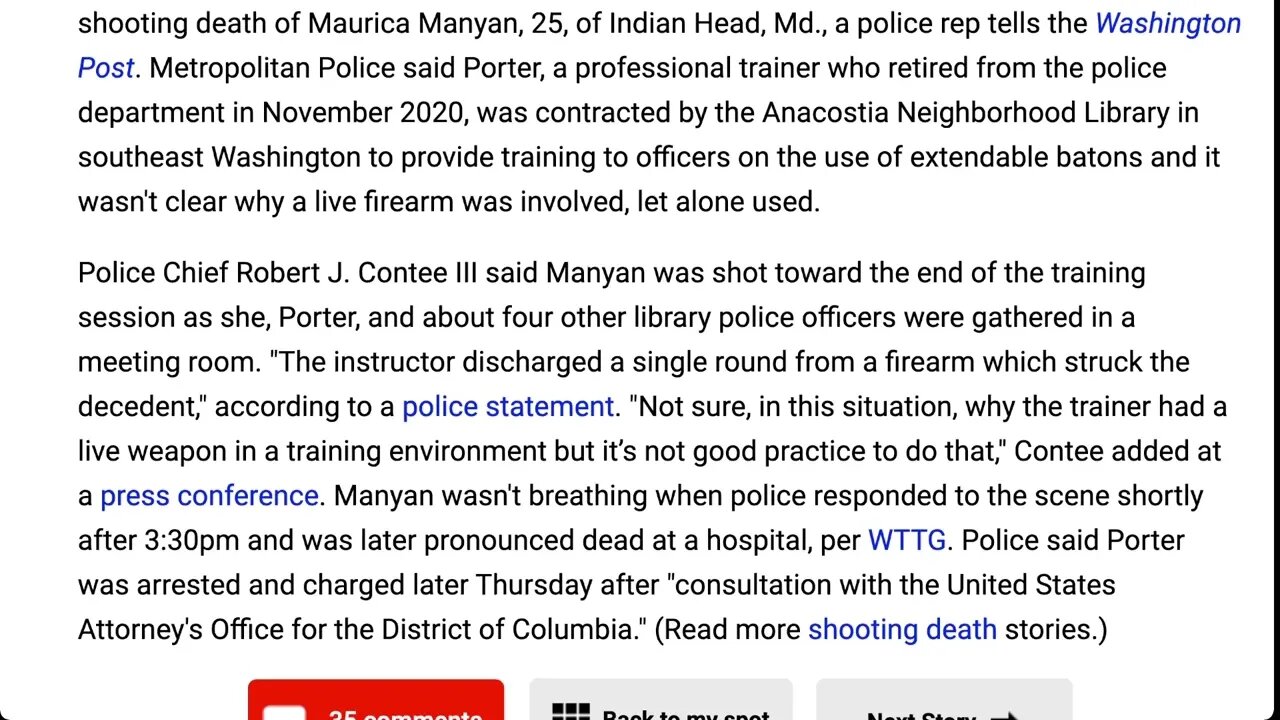🟨 退休的警察教圖書館工作人員如何使用伸縮警棍，開槍打死了他的一名學員 🟨