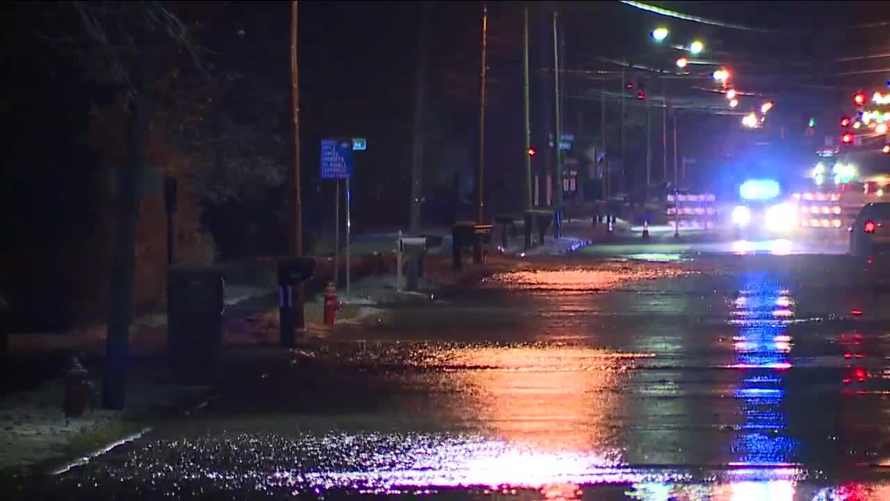 Water main break on Highland Road in Richmond Heights