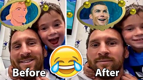 MESSI WAS ABOUT TO USE AN INSTAGRAM FILTER AND THEN CRISTIANO RONALDO APPEAR 🤣