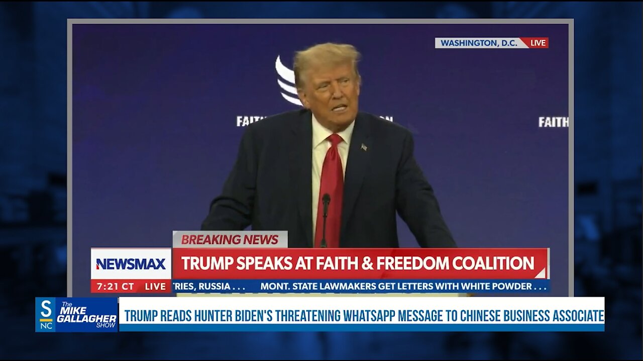 Trump reads Hunter Biden’s threatening text messages to a Chinese business associate during a speech at the Faith and Freedom Coalition Conference