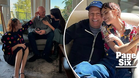 Bruce Willis poses with daughters Tallulah and Scout in rare Thanksgiving family photo