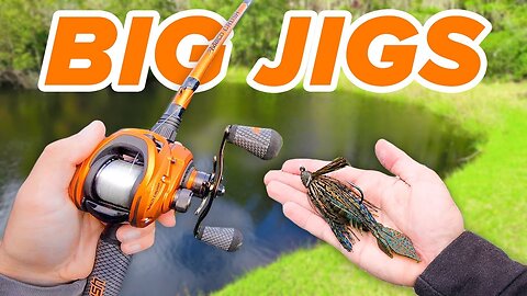 Catching BIG Bass on BIG Jigs (Pond Fishing)