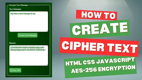 How To Create Cipher Text Project, HTML CSS JavaScript Substitution Cipher AES-256 Encryption