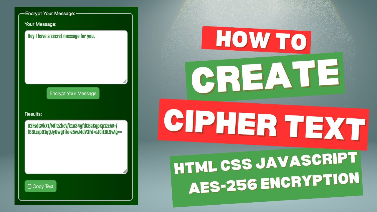 How To Create Cipher Text Project, HTML CSS JavaScript Substitution Cipher AES-256 Encryption