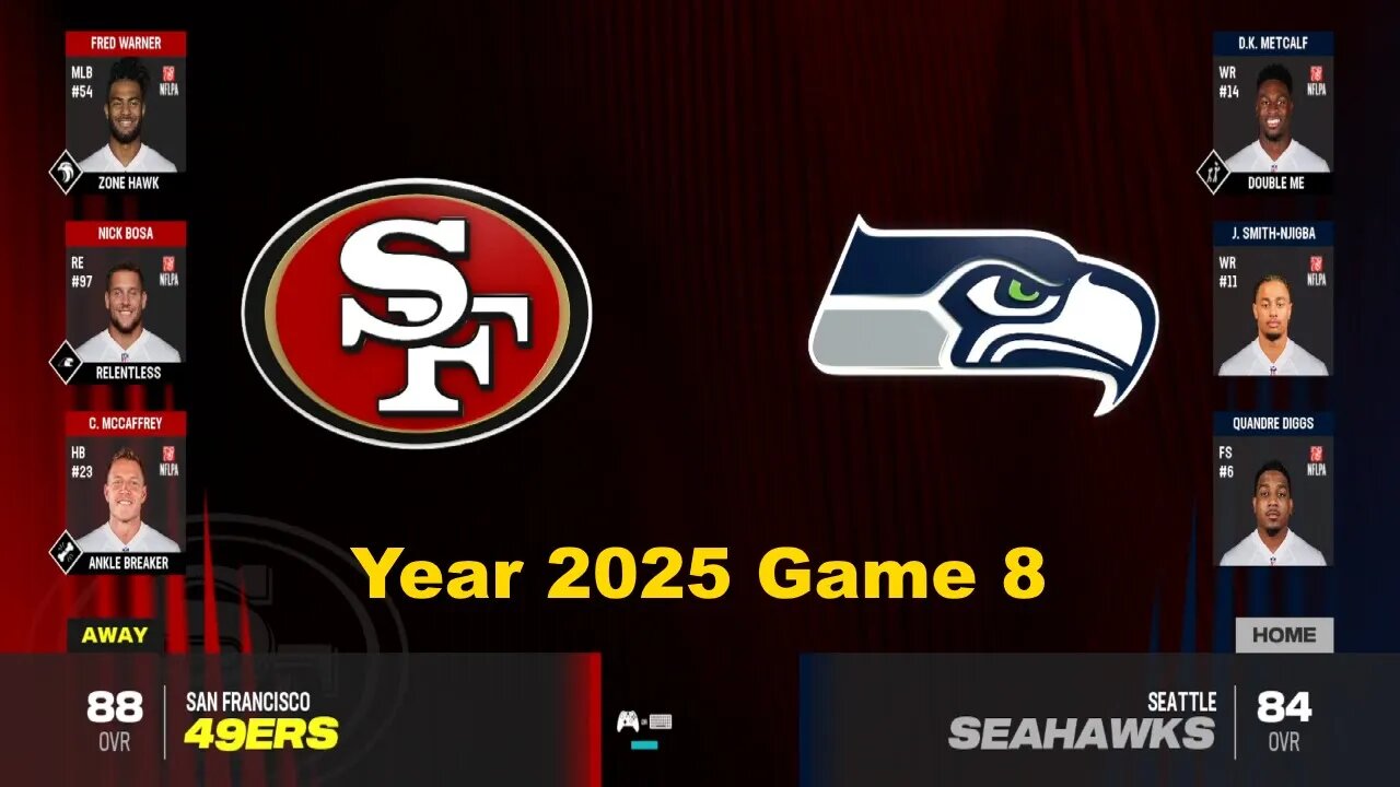 Madden 24 Year 2025 Game 8 49ers Vs Seahawks 1.5x speed