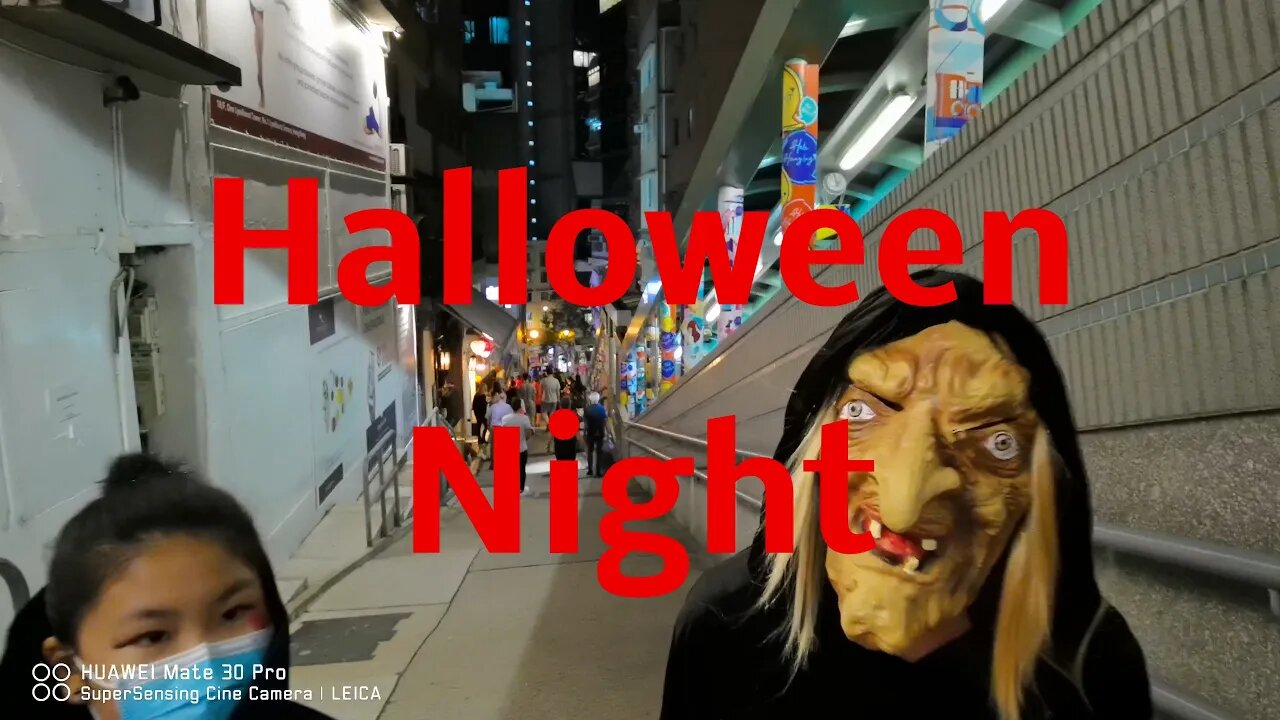 4K UHD Halloween Night - The Sights and Sounds of Hong Kong (#sns4K, #snsASMR, #snsUHD)