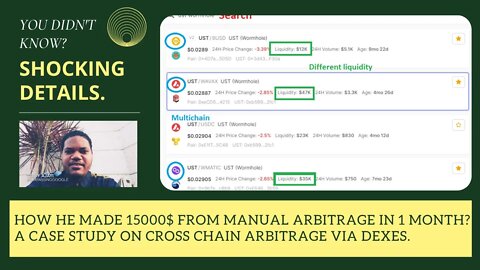 How He Made 15000$ From Manual Arbitrage In One Month? A Case Study On Cross Chain Arbitrage Via Dex