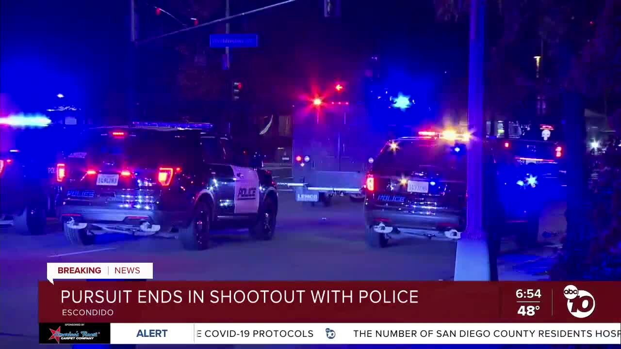 Pursuit ends in shootout with police in Escondido