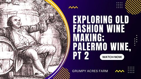 Exploring old fashion wine making; Palermo Wine, Pt 2