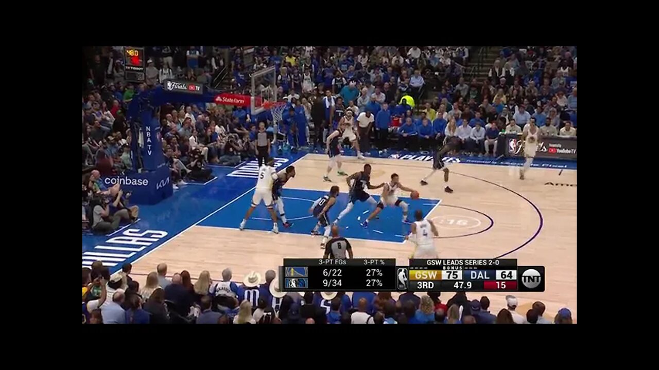 Steph Curry sidesteps and buries a deep triple "Warriors Vs. Mavs Game 3"