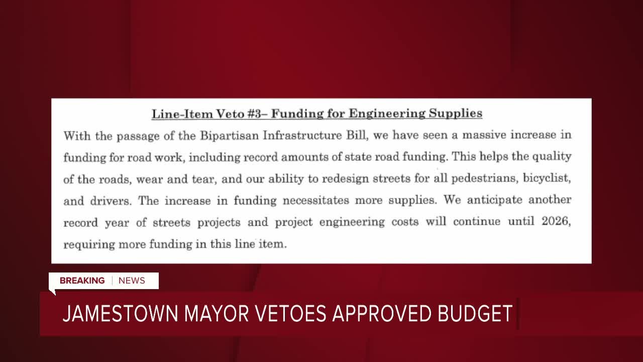 Jamestown Mayor vetoes City Council's approved 2023 budget