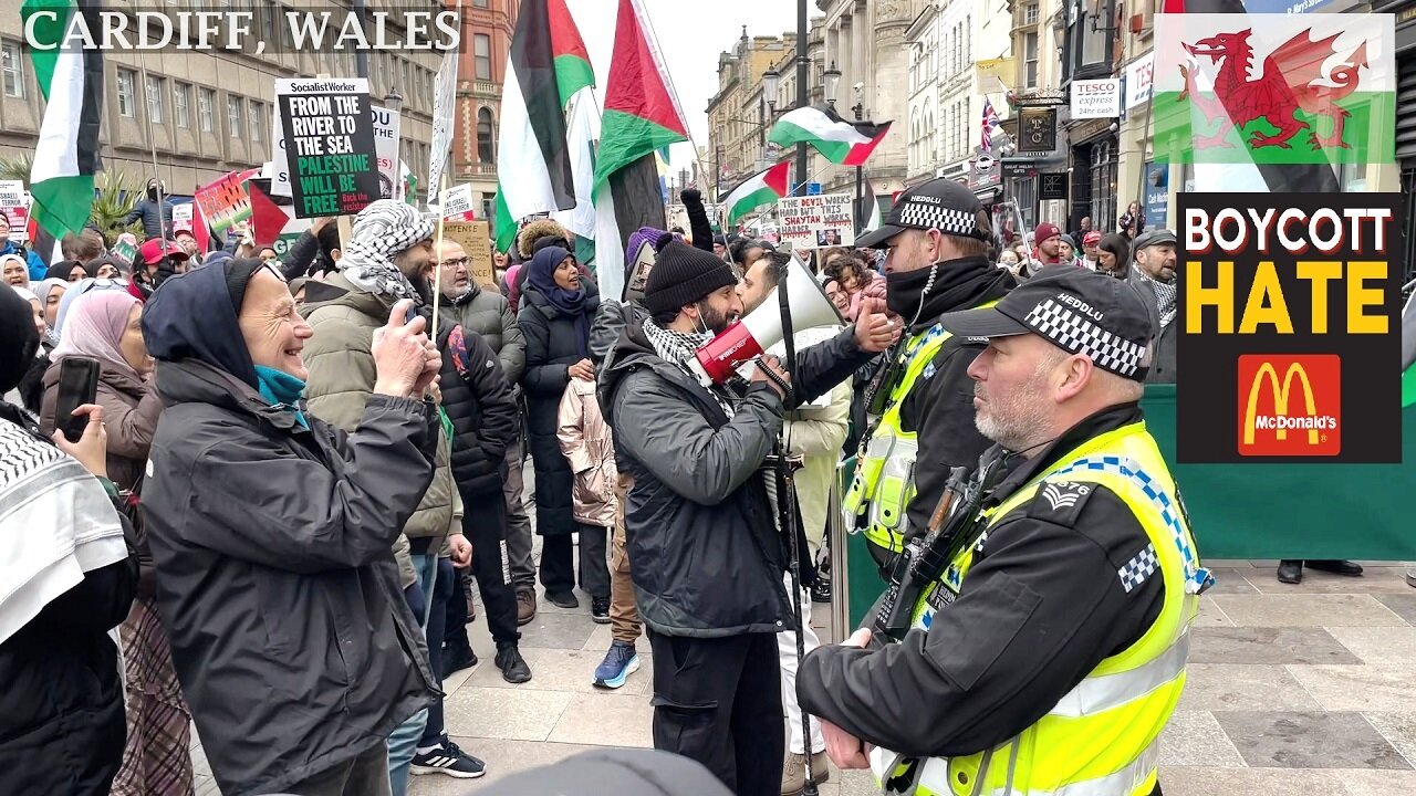 #boycottmcdonalds Pro-PS Protesters, McDonalds St. Mary Street Cardiff☮️