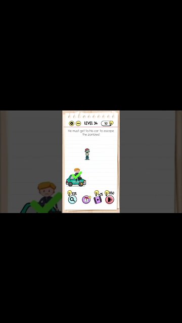 Brain Test Tricky Puzzles Level 34 He must get to his car to escape the zombies!