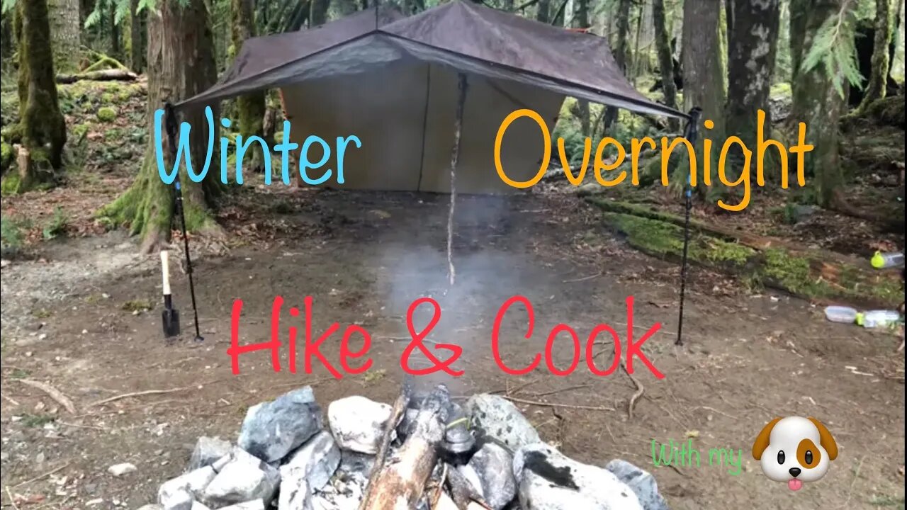 Cascade Mountains winter overnight hike & cook (mostly ASMR+music)