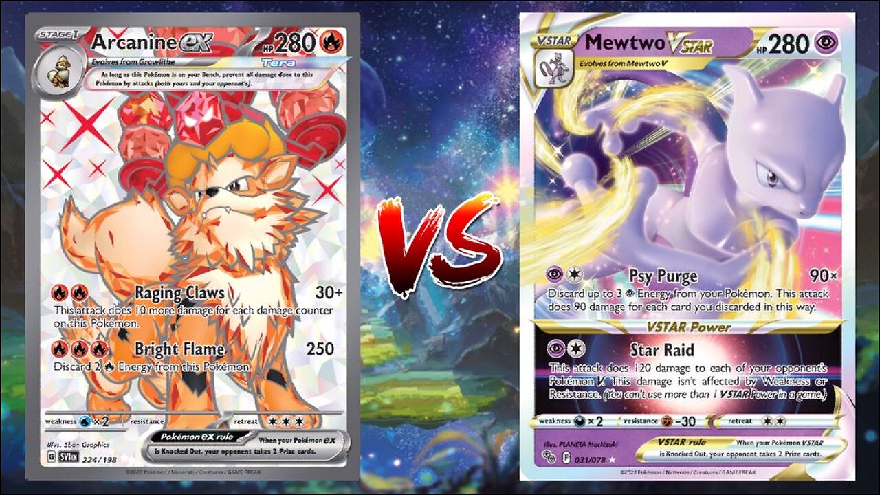 Pokemon TCG Live Arcanine EX Reshiram V VS Mewtwo VSTAR Arceus VSTAR!!