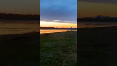 Bight orange sky and deep blue clouds