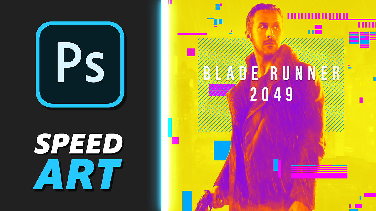 Cyberpunk 2077 style in poster for movie Blade Runner 2049 | Speed Art (Photoshop) | Ryan Gosling