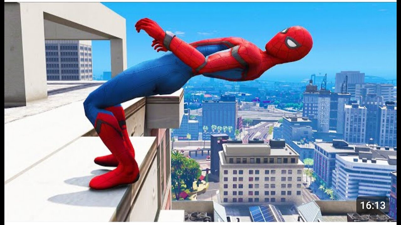 GTA 5 Spiderman falling off Highest - funny moments