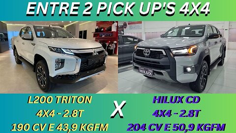 ENTRE 2 CARROS - MITSUBISHI L200 TRITON X TOYOTA HILUX - PICK UP'S ZERO KM, DIESEL, 4X4 E OFF ROAD