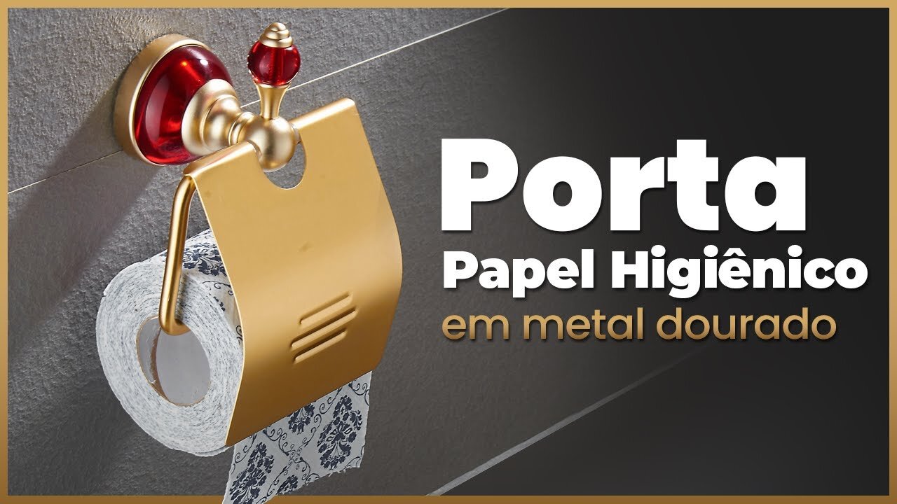 Porta Papel Higiênico em Metal Dourado Lenharo Mega Store - Mod. G106-04