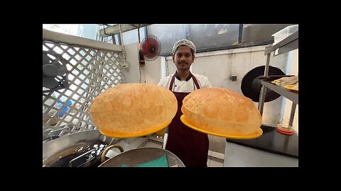 Giant Baloon Sized Bhatura Making by Chef _ Indian Street Food