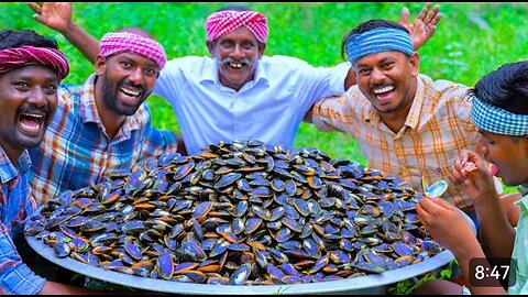 50 KG MUSSELS River Mussele Fry Recipe Cooking in village