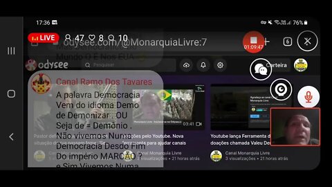 Live comemorativa dos 500 seguidores na odysee.com