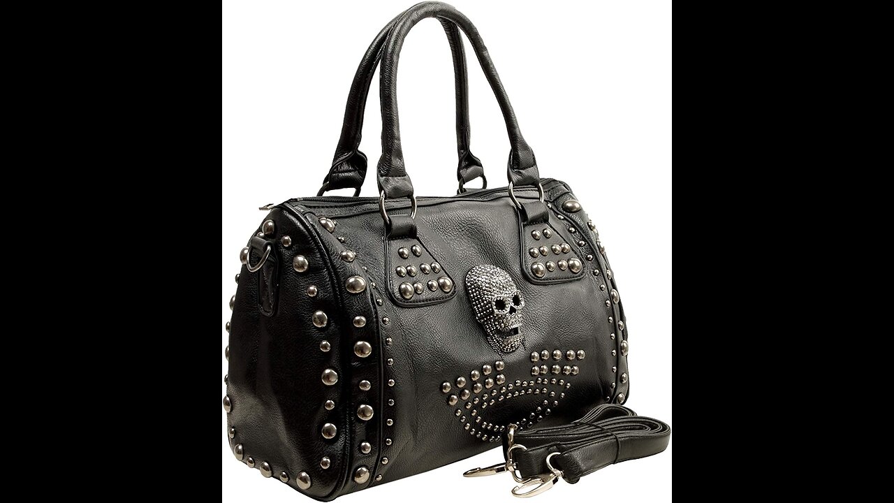 MG Collection Howea Gothic Studded Doctor Shoulder Bag