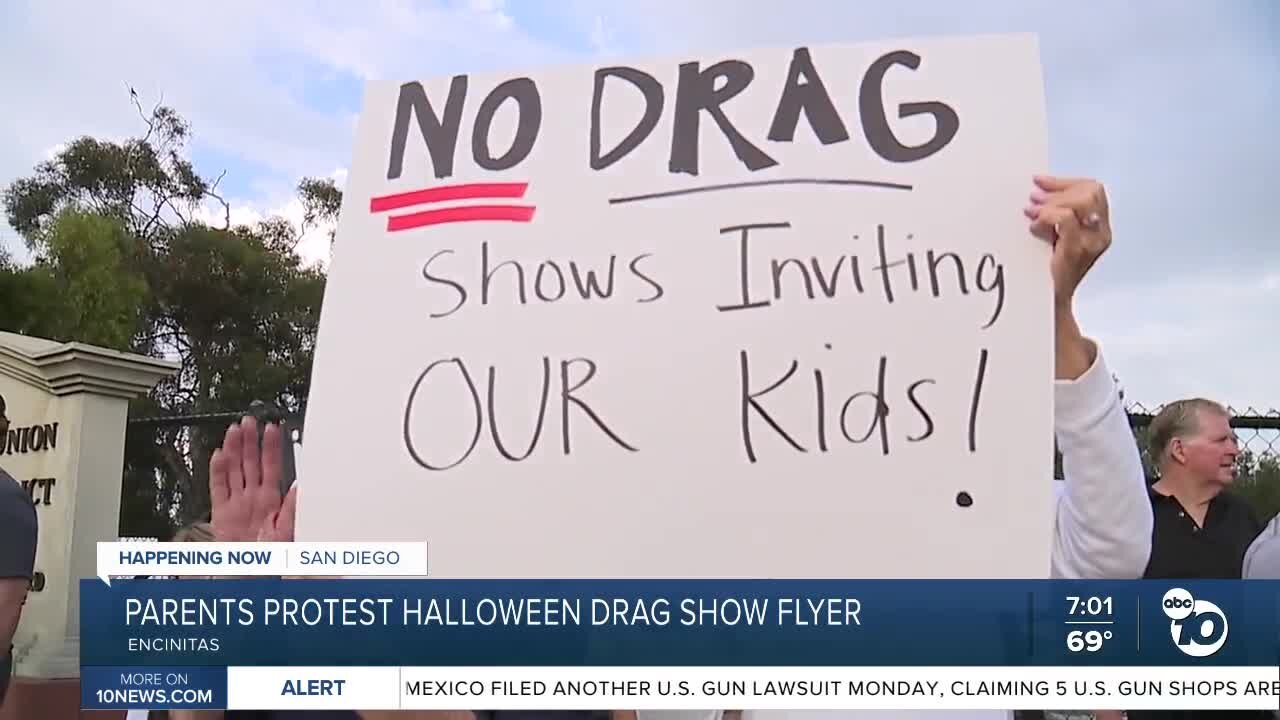 Parents protest Halloween drag show flyer