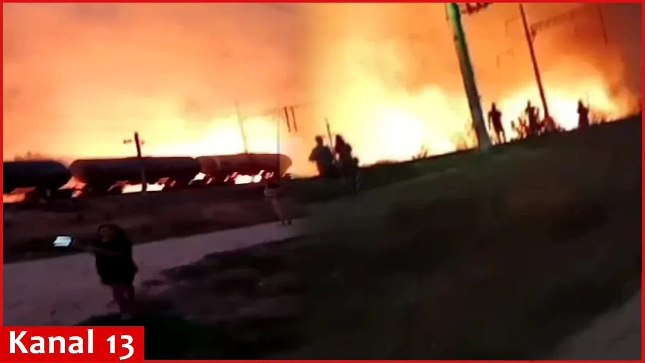 Fierce fire at oil base in Rostov spread to railway and residential houses - Footage from the area