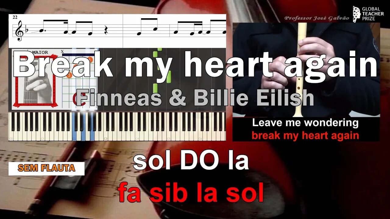 Break my heart again Finneas Notas Flauta Cifra Guitarra Piano Educação Musical José Galvão SVG