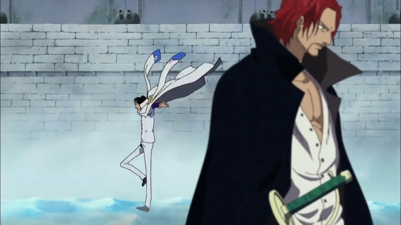 Aokiji and Kizaru tracking Luffy although Shanks is hurting