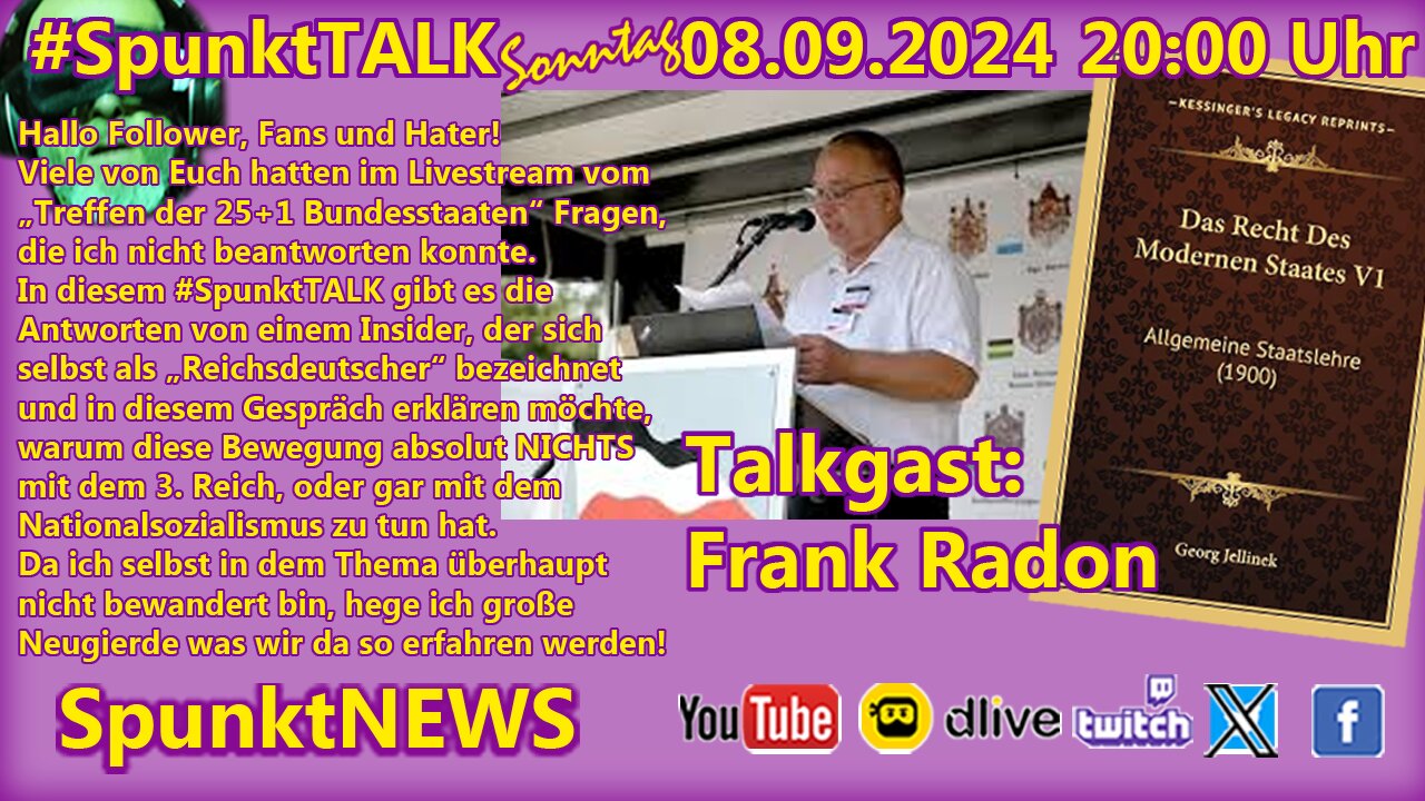 💥 #SpunktTALK - Gast: Frank Radon. Thema: 25+1 Bundesstaaten | Reichsdeutsche 💥