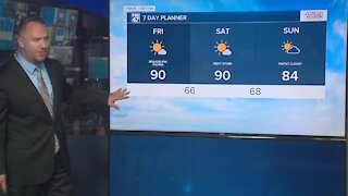 Forecast - Partly cloudy and humid with a chance for a late-day shower