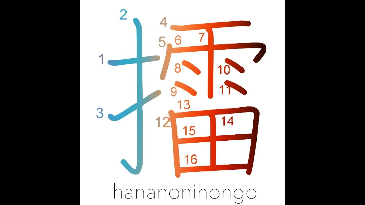 擂 - grind/mash/grate - Learn how to write Japanese Kanji 擂 - hananonihongo.com