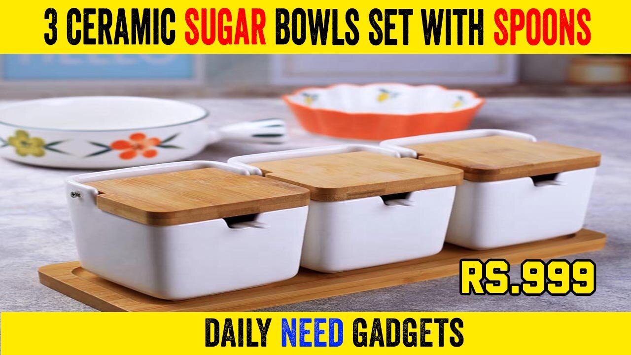 3 Pack Ceramic Sugar Bowls Set with Spoons, Kitchen Gadgets