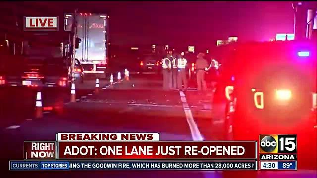 Deadly crash shuts down westbound I-10 near Tonopah