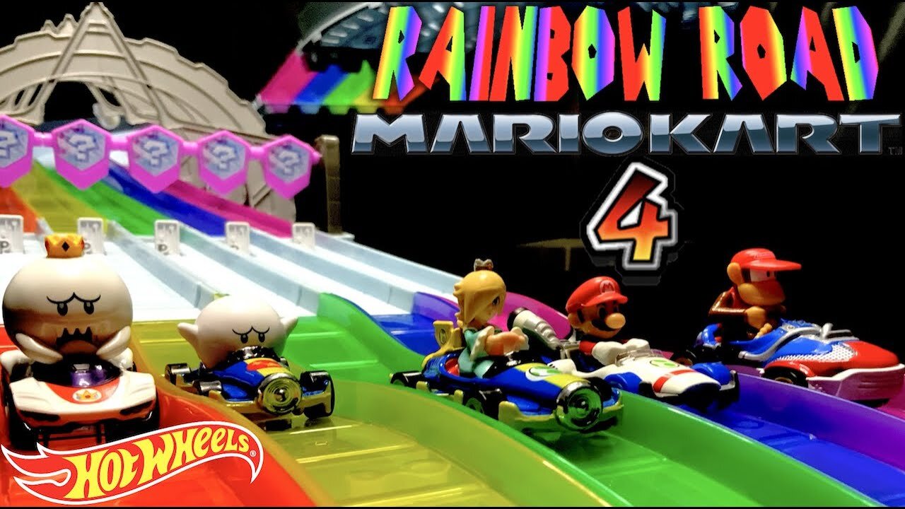 Mario Kart Hot Wheels Rainbow Road Diecast Racing 4