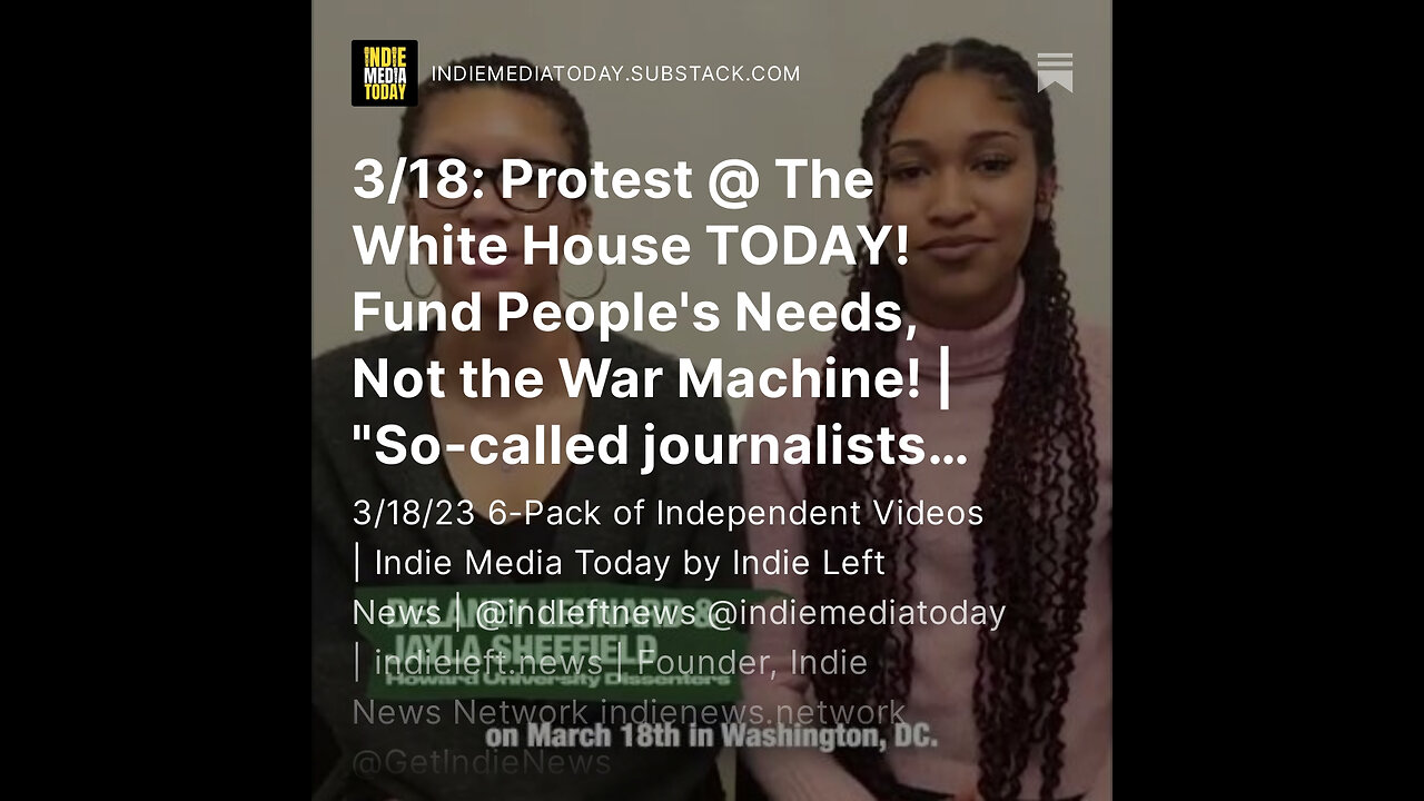 3/18: Protest @ The White House TODAY! Fund People's Needs, Not the War Machine!