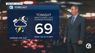 Overnight rain, maybe thunder