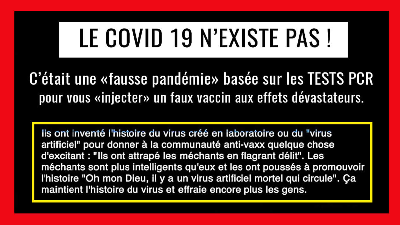 Le virus du COVID-19 était un leurre ! Fausse pandémie pour vraies injections... (Hd 720) Voir descriptif