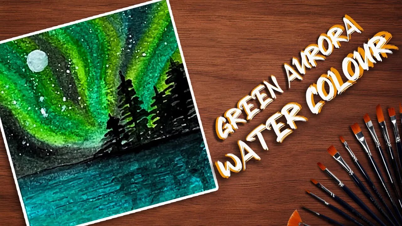 Easy Watercolor Painting | Green Aurora | Watercolor Painting Ideas