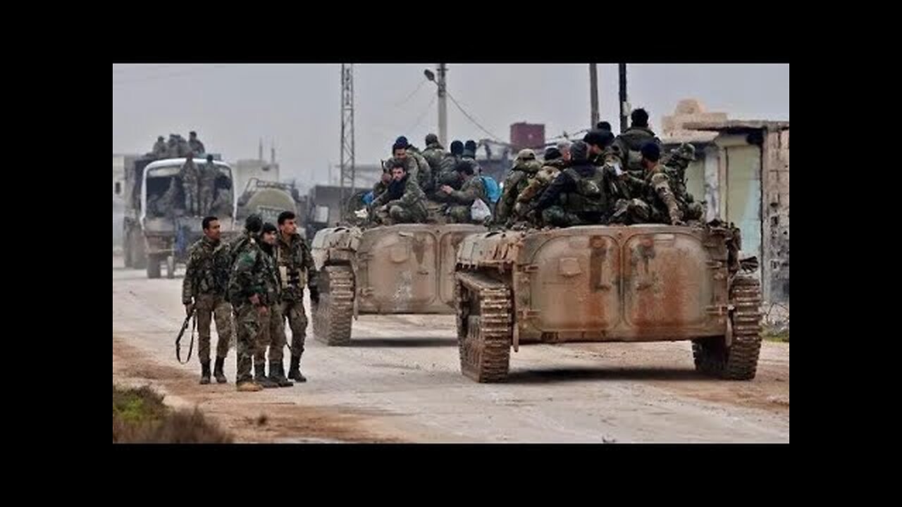 Syrian army’s vehicles leave areas occupied by the rebels and heading to Damascus to protect city