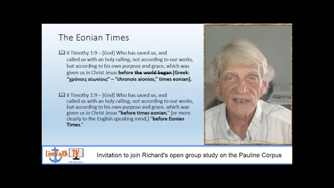 Introduction to The Eonian Times Charts book by Richard at LiveFaith.TV -- Find out about the Eons!