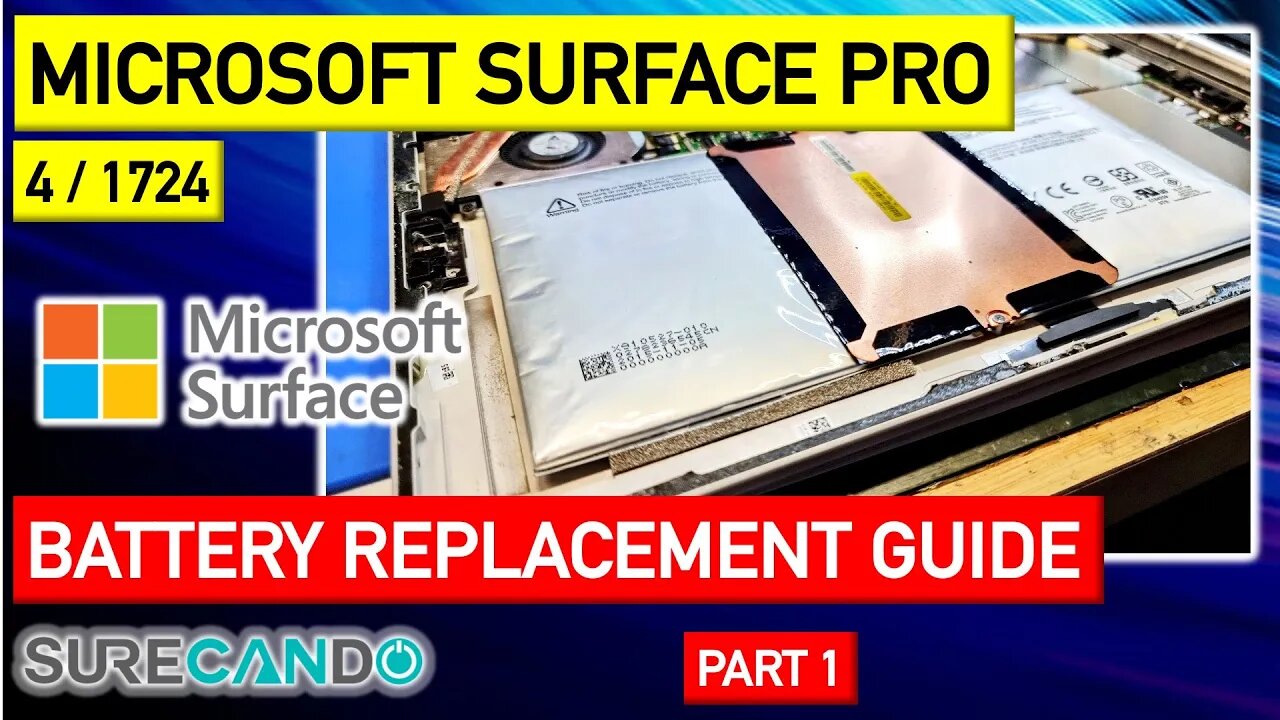 Microsoft Surface Pro 4 1724 Battery expanded. Replacement guide. Full disassembly.